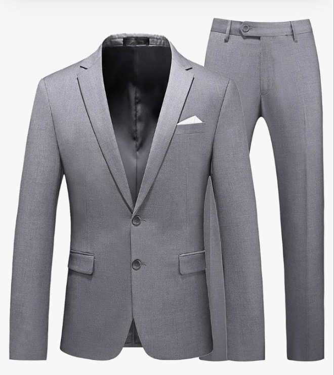 Men's Suit Slim Fit 2 Button 2 Piece Suits for Men Party Formal Dress Solid Tuxedo Blazer Jacket Pants Set