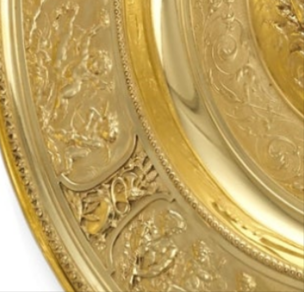 Rothschild "Poetry" Sterling Silver Gilt Salver by Elkington & Co.