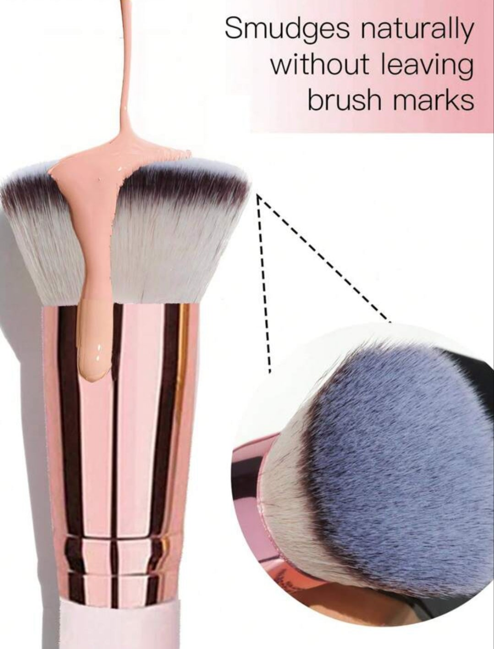 Flat Top Foundation Brush, For Mixing Liquid, Creams And Perfect Powder Cosmetics - Buffing, Concealer - Portable wood