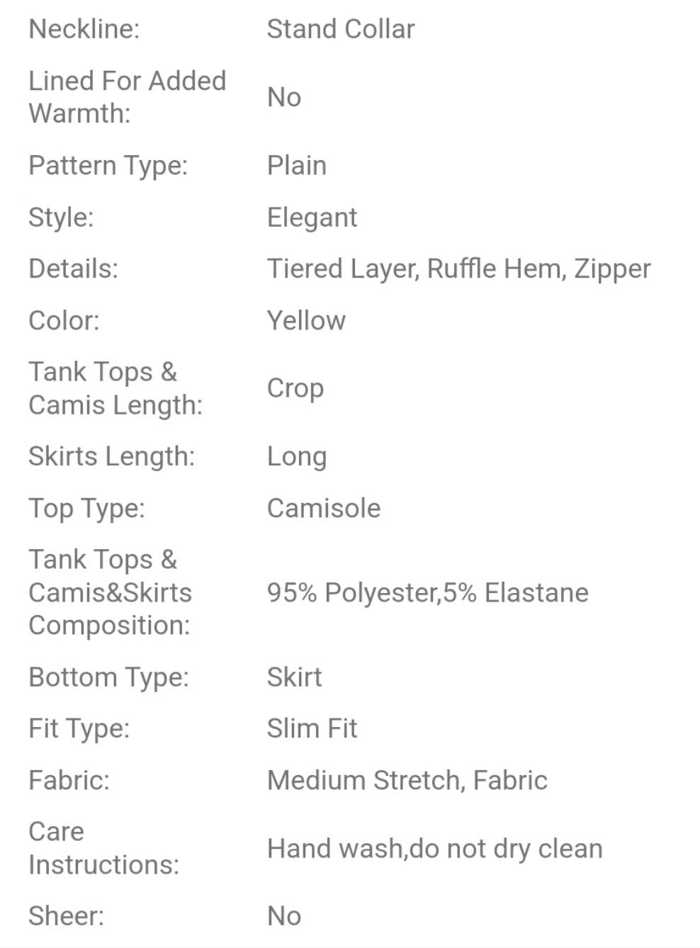 Solid Color Stand Collar Tank Top & Multi-Layer Ruffle Hem Skirt Two-Piece Set COCOMONEY