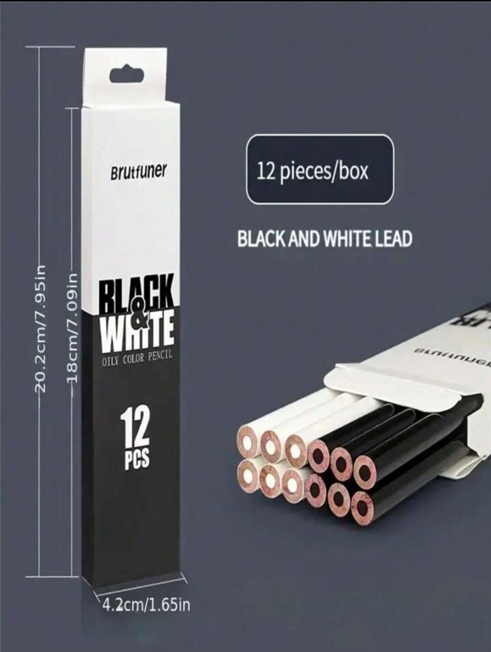 12pcs Black/White Oil-Based Colored Pencil Set, Black/White Pencils Included, Sketch Charcoal Pencils Set, Soft/Medium/Hard Drawing Pencils, Exclusive Sketching Art Supplies wood