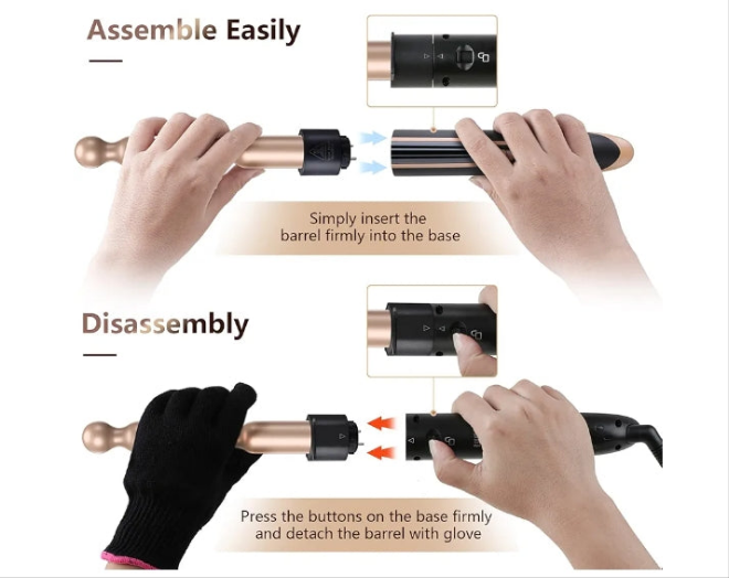 Curling Wand 5 in 1 Hair Curlers Iron Set Beach Waver Curling Iron with 5 Interchangeable Ceramic Tourmaline Barrel for Long Short Hair Styles Curling Iron Fast Heating Hair Cripmer for Women