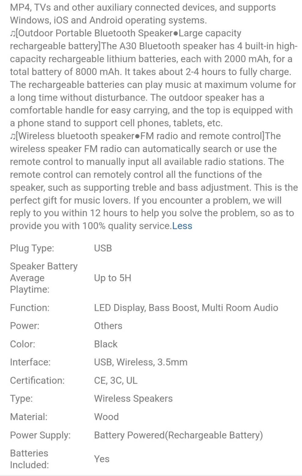 Bluetooth Speaker, 40W (60W Peak) Portable Wireless Speaker With Colorful Lights, Double Subwoofer Heavy Bass, FM Radio, MP3 Player, Loud Stereo Speaker For Home Outdoor Party Camping