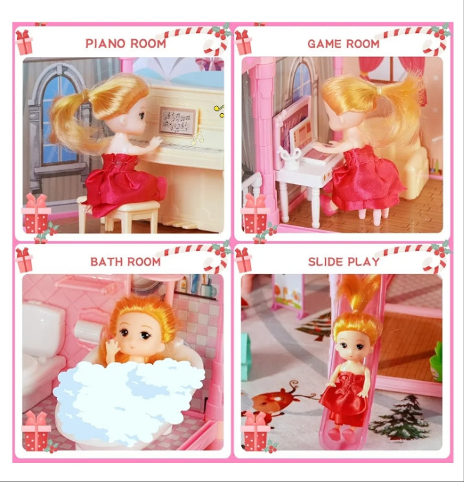 Dollhouse, Dollhouses Gifts for Girls, Doll House Playhouse Toys, 5 Stories 15 Rooms Doll Houses Dolls House for 4 5 6 7 8 9 10 Year Old Girls