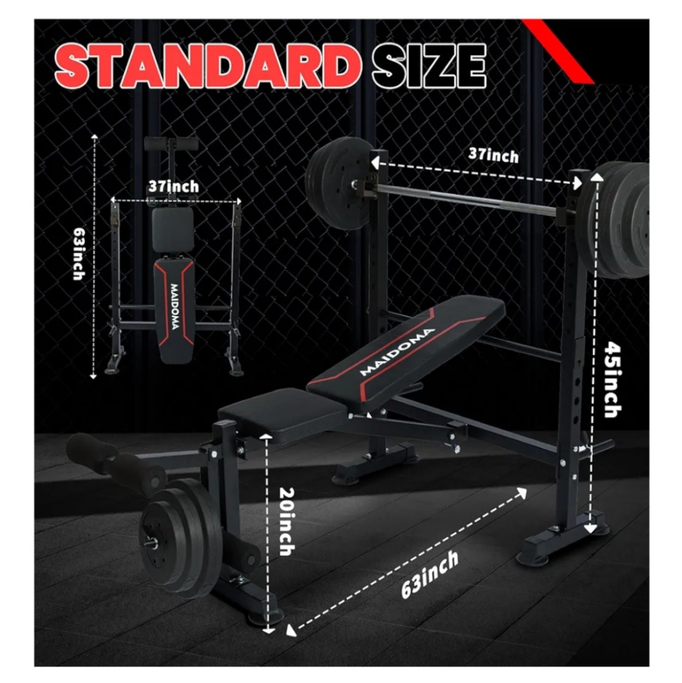 1500LBS 6 in 1 Weight Bench Set with Leg Extension/Curl and Preacher Curl, Bench Press Set and barbell Rack with Safety Bar Catches, Foldable Workout Benches for Home(US Stock)