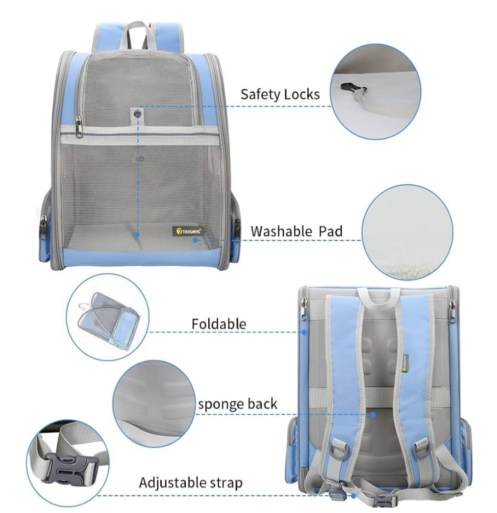 Pet Backpack Carrier for Small Cats Dogs | Ventilated Design, Safety Straps, Buckle Support, Collapsible | Designed for Travel, Hiking & Outdoor Use