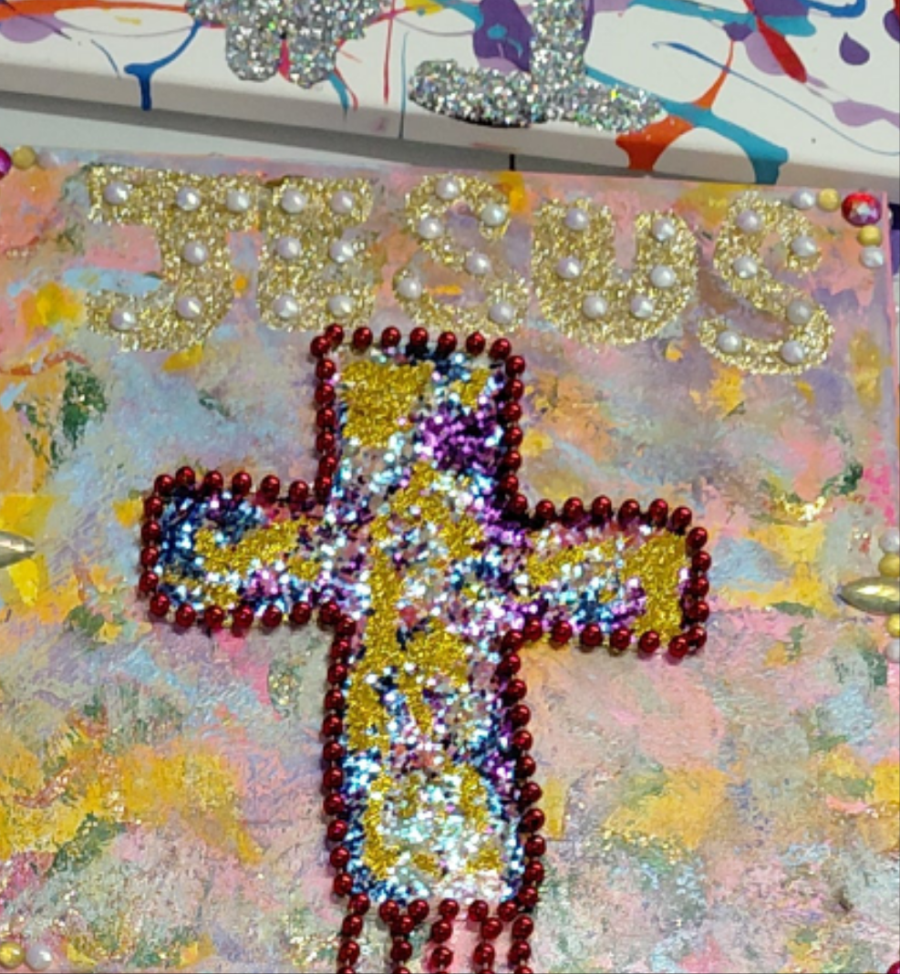 COCOMONEY ART 1 Cross bead OF 1 CUSTOM PIECE BY COCOMONEY painting on canvas