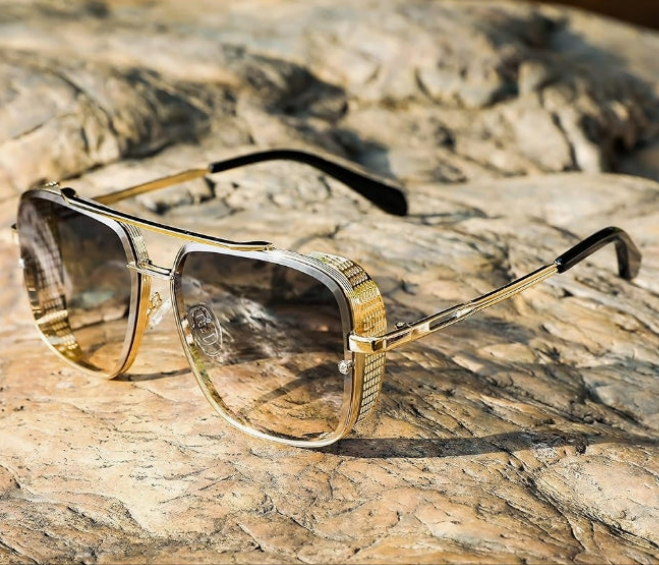 Sunglasses Mens Women Vintage Pilot Square Trendy Metal Steampunk Fishing Driving Sun Glasses