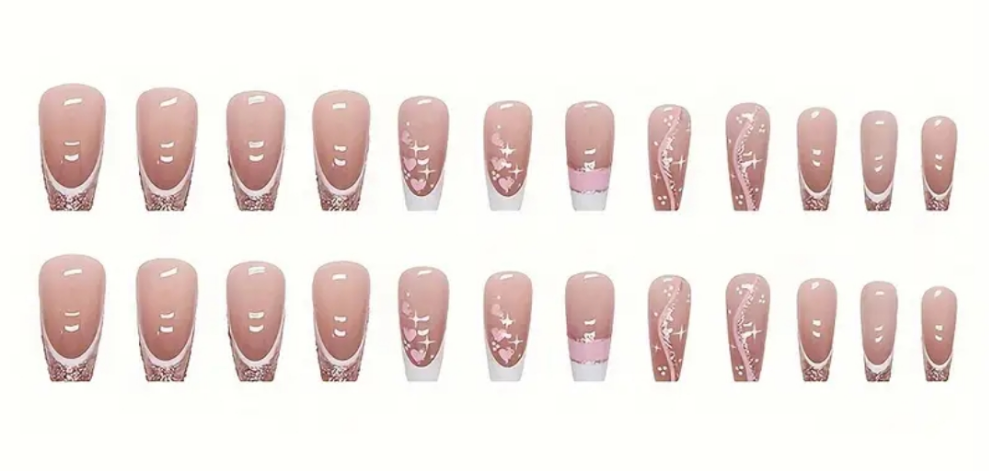 24 pcs acrylic Cocomoney nails with glue and nail accessories