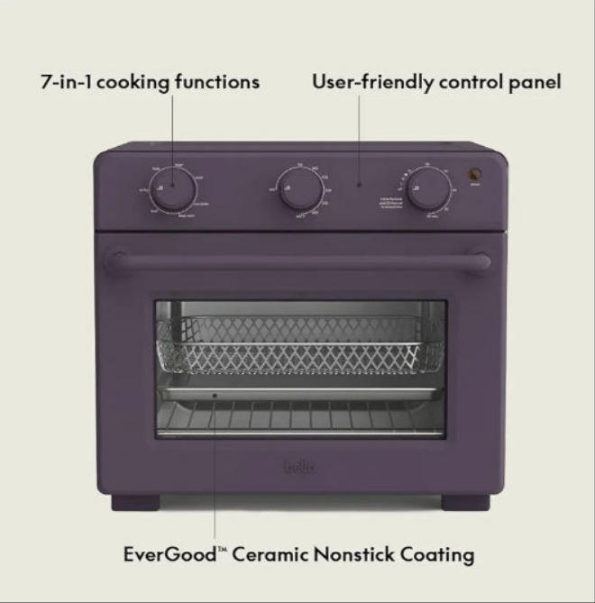Air Fry Toaster Oven, 7 Preset Cooking Options, Dishwasher-Safe EverGood Coated Trays Included, 60-Minute Auto Shutoff w Audible Timer, Power Indicator Light, 1700 Watt,