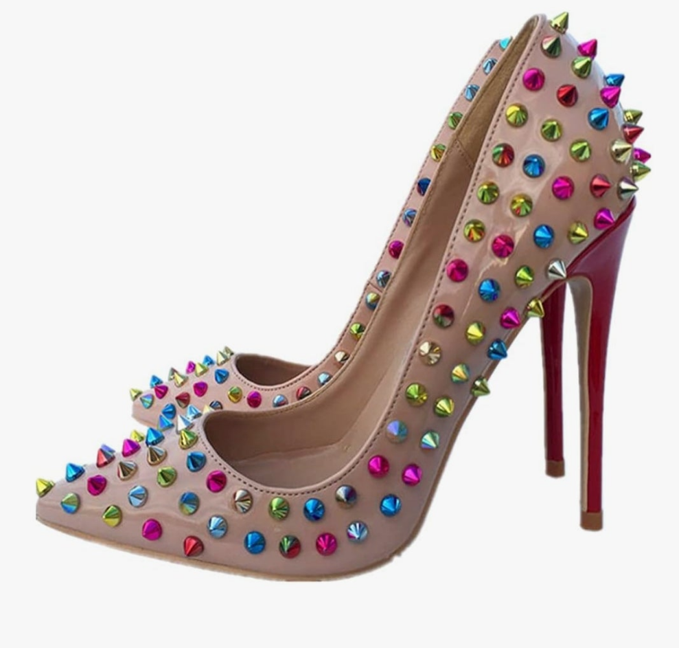Sexy Heels Pumps Studded Rivett Party Prom Event Birthday Wedding Shoes