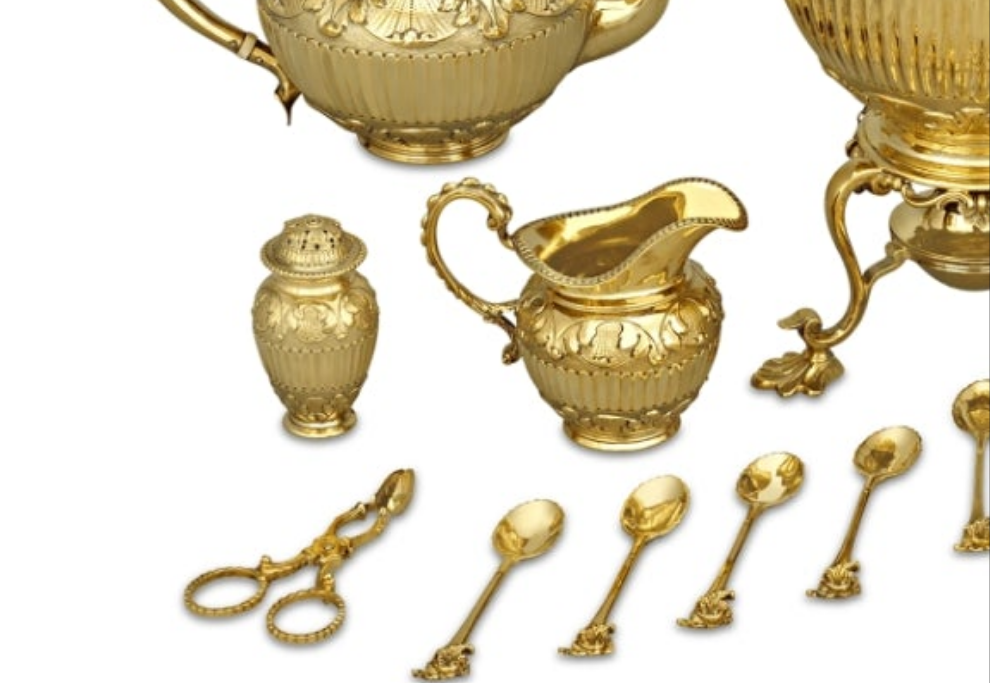 Victorian Silver Gilt Tea Set by Edward Barnard & Sons