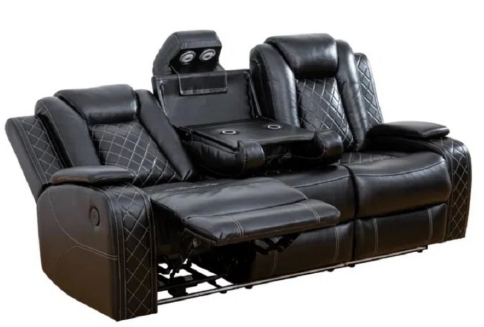 3 Piece Power Reclining Faux Leather with LED Light Living Room Set Movie room Living Room Ding Room Game Room
