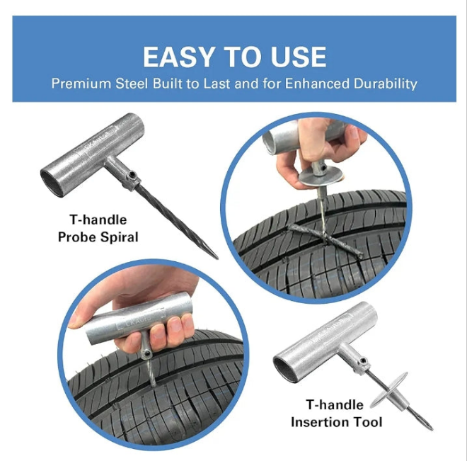 CKAuto Universal Tire Repair Kit, Heavy Duty Car Emergency Tool Kit for Flat Tire Puncture Repair, 36 Pcs Value Pack, Tire Plug Kit fit for Autos, Cars, Motorcycles, Trucks, RVs, etc.