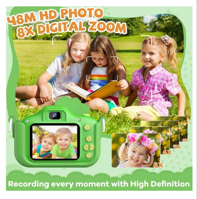 48MP Kids Camera for Girls Boys 3-12, Video Selfie Camera-Christmas Birthday Dinosaur Gift for Toddler, HD Digital Camera Toy for Child with 32GB SD Card & Silicone Cover