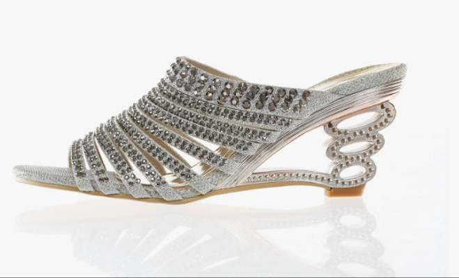 Women's Strappy Rhinestone Slide Dress Sandal