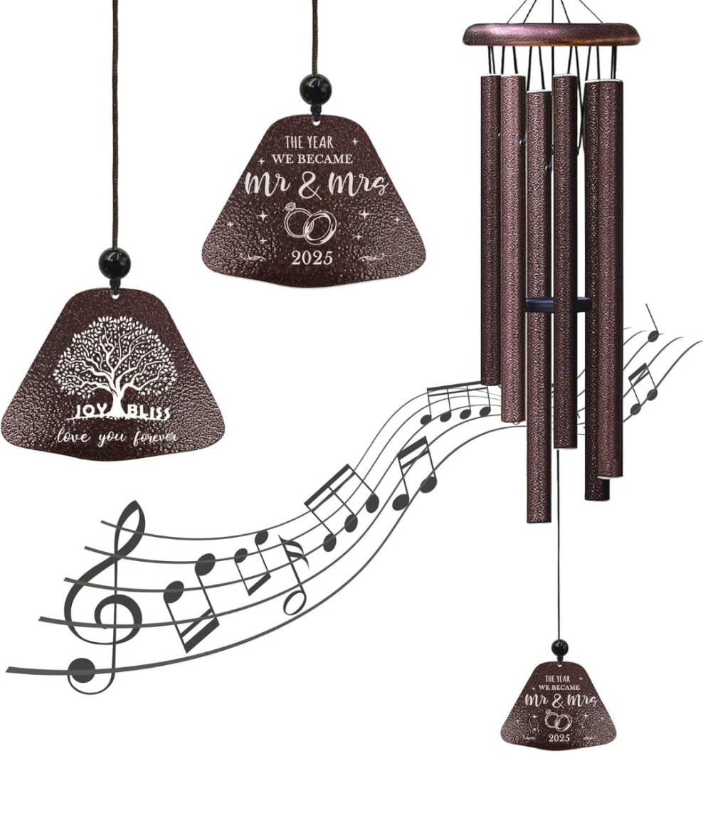 Mr and Mrs Gift 32” Wind Chimes Outside, Wedding Gifts for Couples Newlyweds 2025, Bridal Shower Just Married Gift