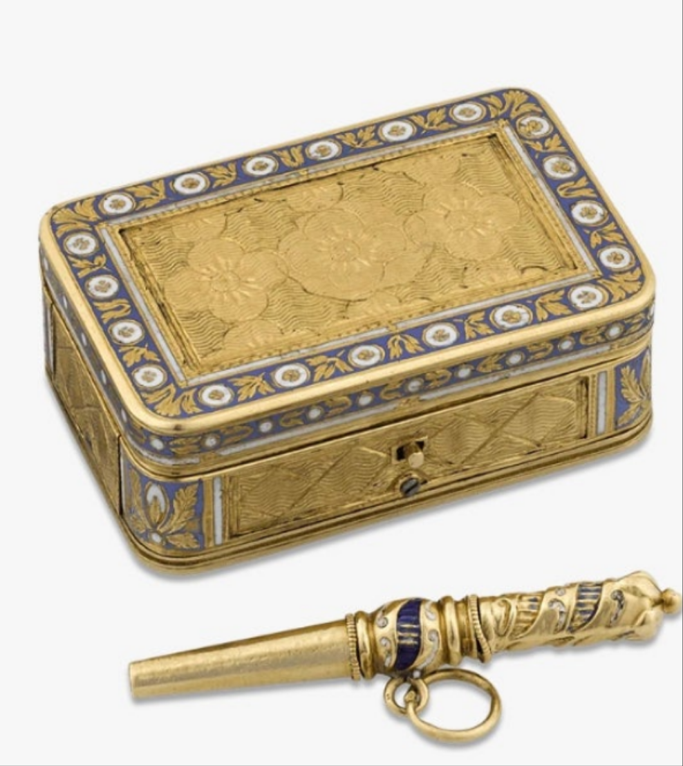 Swiss Gold and Enamel Musical Vinaigrette