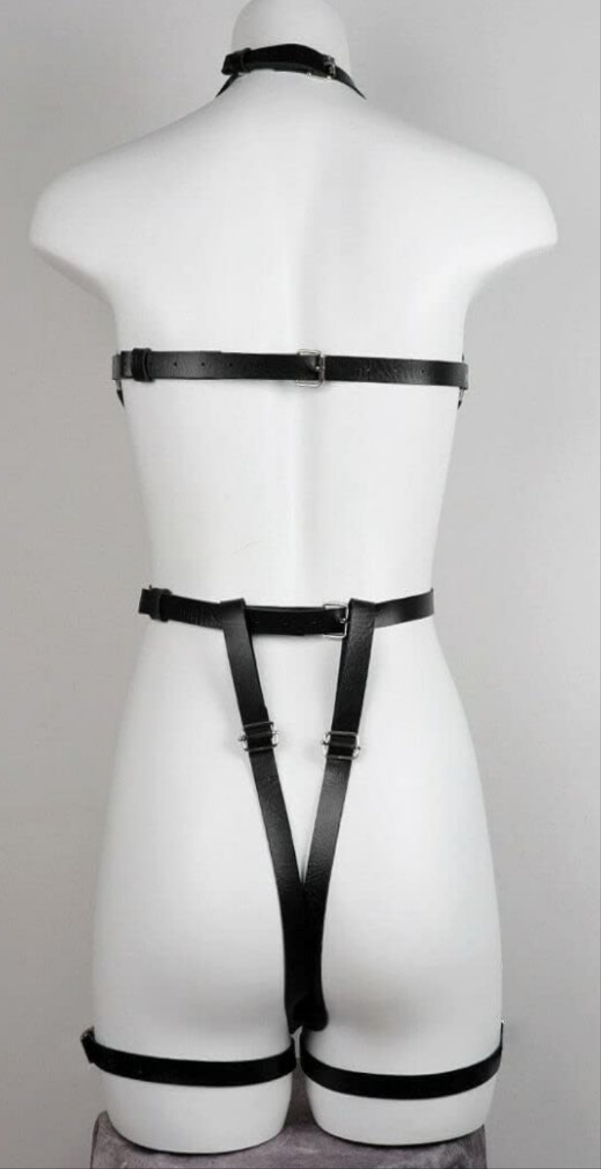 Leather Body Belts Punk Adjustable Faux Leather Body Chest Belt Clubwear with Fancy Buckles Rings