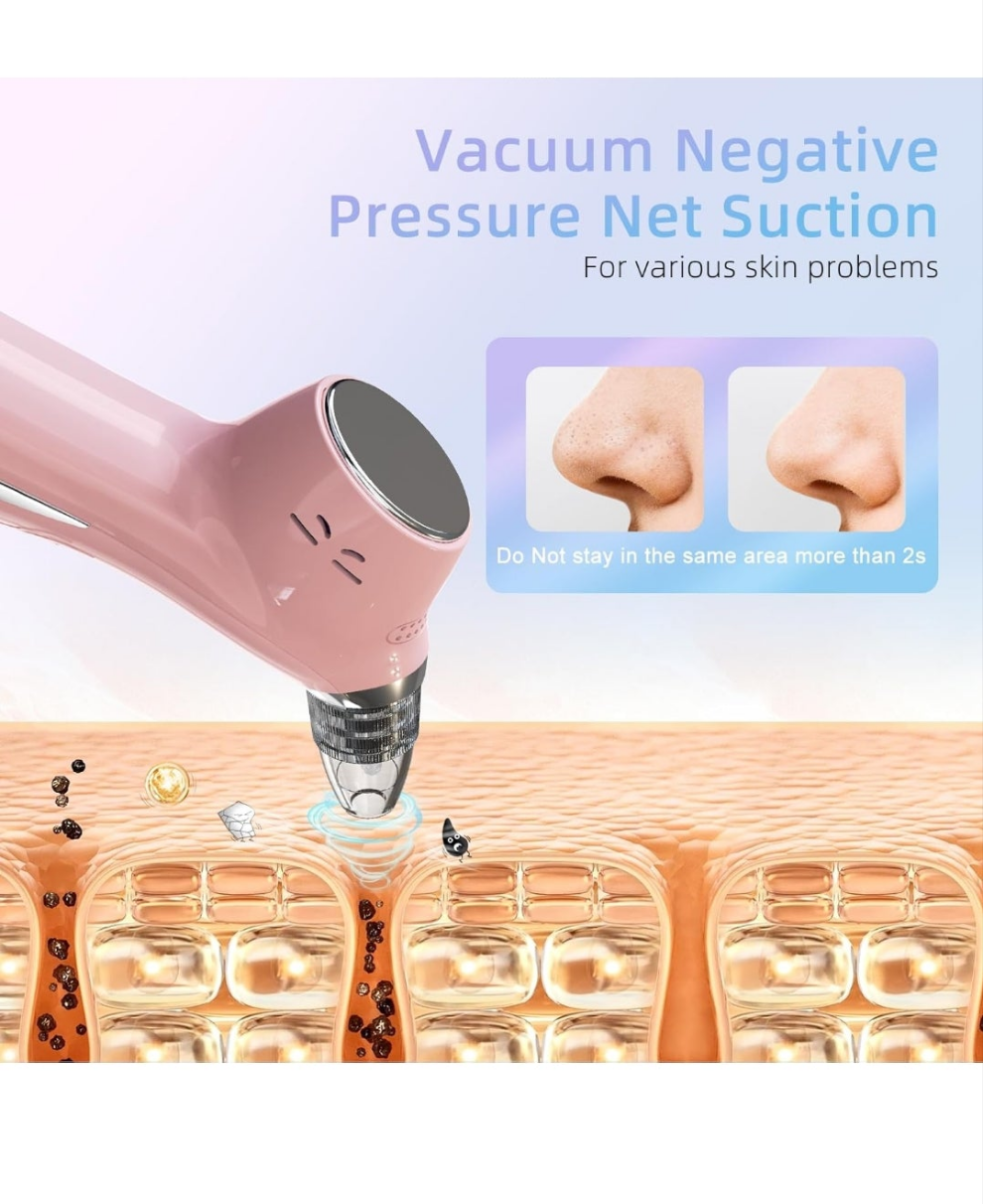 Blackhead Remover Vacuum Facial Pore Cleaner Electric Comedone Whitehead Extractor 5 Suction Probes and 5 Suction Levels Rechargeable Black Heads Remover Tools for Women & Men Facial Skin Care