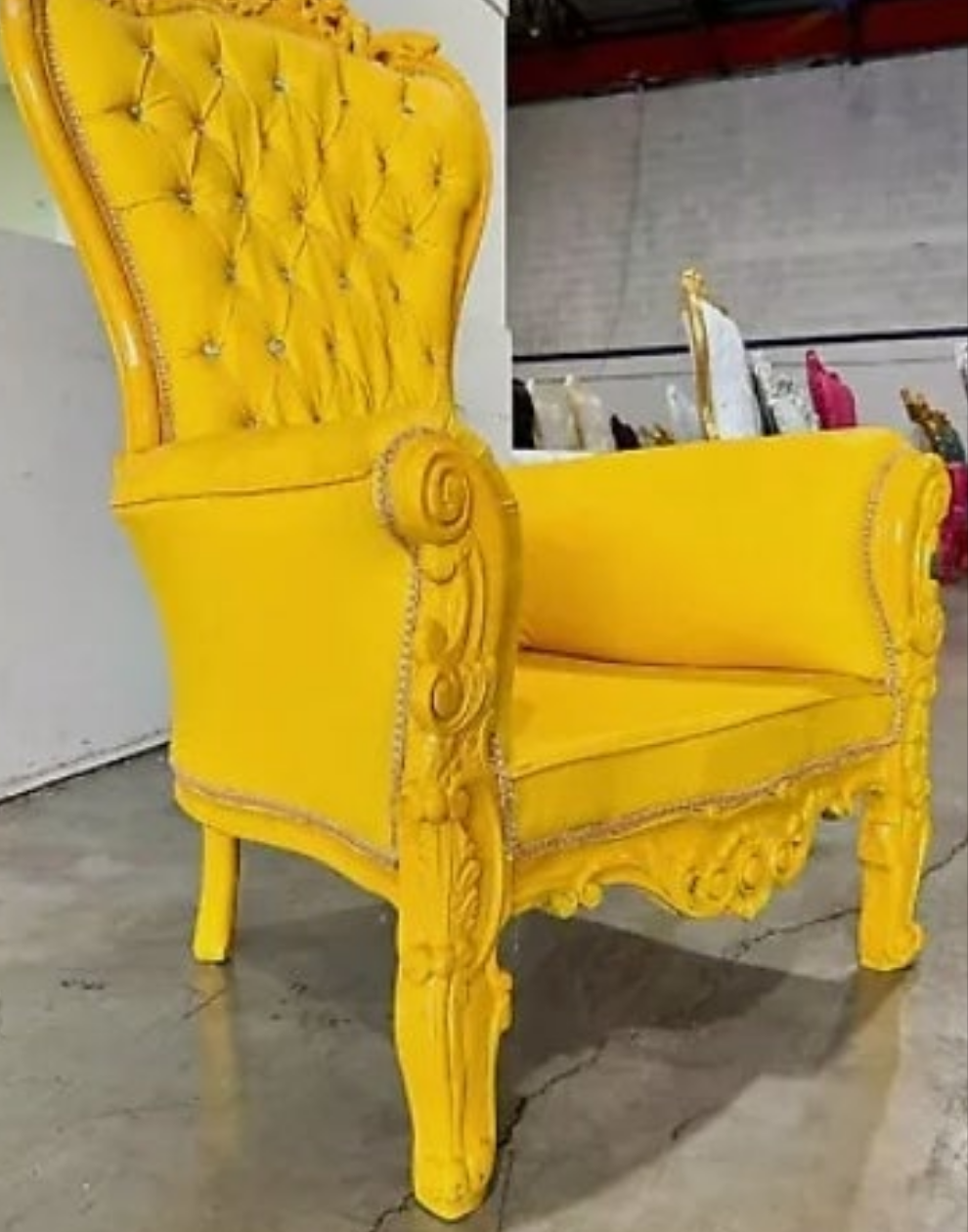 French Style Throne Chair Midsize Tufted Chair in velvet or leather depending on the chair you choose.