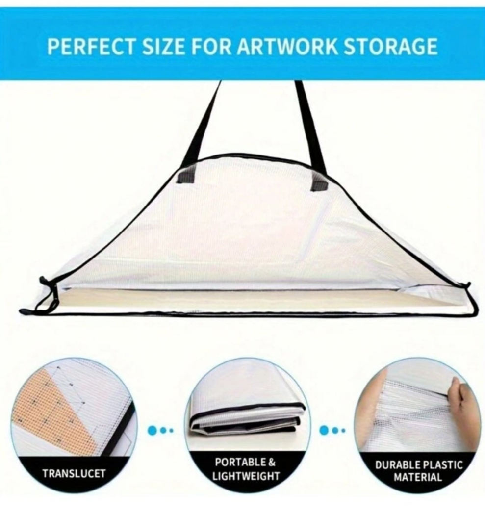 1pc Large Art Portfolio Bag, Poster Diamond Painting Storage Bag, With Zipper Handle, Portable Oil Painting Storage Bag, Mesh Transparent Folder Storage Bag, Used For Bulletin Board Art Charts And Teaching Materials, School Office Supplies Art Craft Suppl