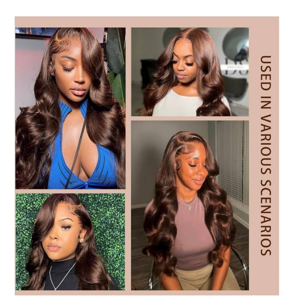 30 Inch Chocolate Brown Lace Front Wigs Human Hair Pre Plucked 13X6 Body Wave HD Lace Frontal Wigs 180% Density Brown Wig Human Hair for Women Glueless Wigs