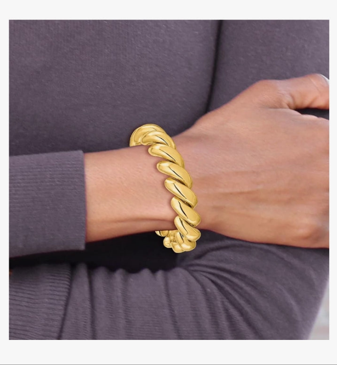 COCOMONEY 14K Solid Yellow Gold San Marco Chain Bracelet