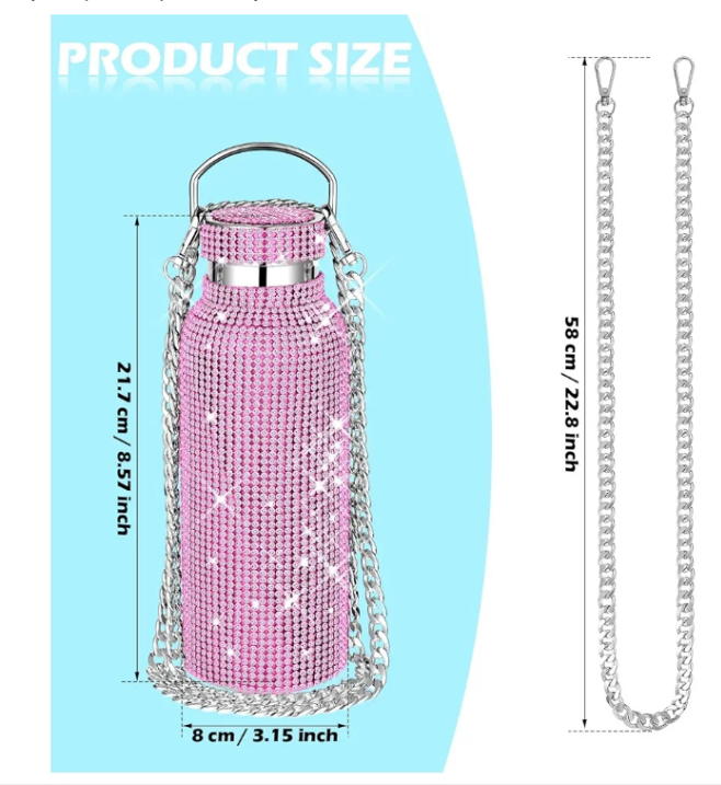 Gemstone drink bottle water tea coffee etc AB diamond