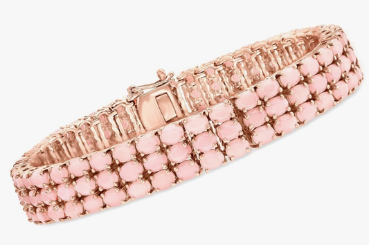 Pink Opal 3-Row Tennis Bracelet in 18kt Rose Gold Over Sterling