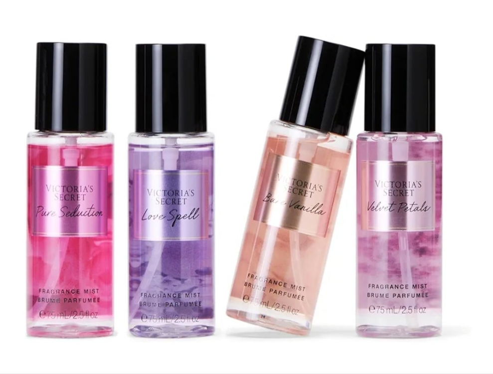 Victoria's Secret Fragrance Mist Collection 4 Piece Mini Gift Set, Assorted Scents