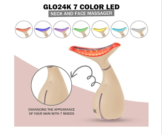 GLO24K 7 Color Light Skin Rejuvenation Neck and Face Massager