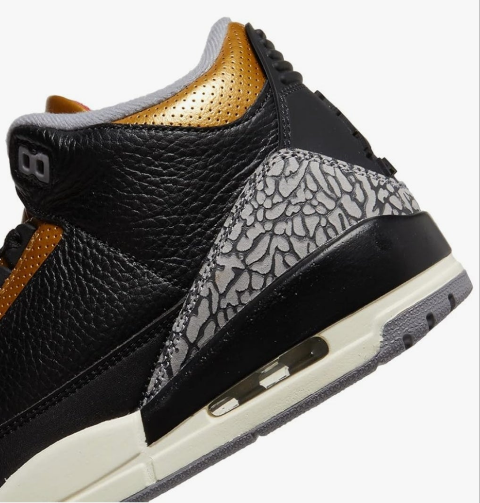 Jordan Air 3 Retro Black/Fire Red/Metallic Gold/Cement Grey 8 Medium