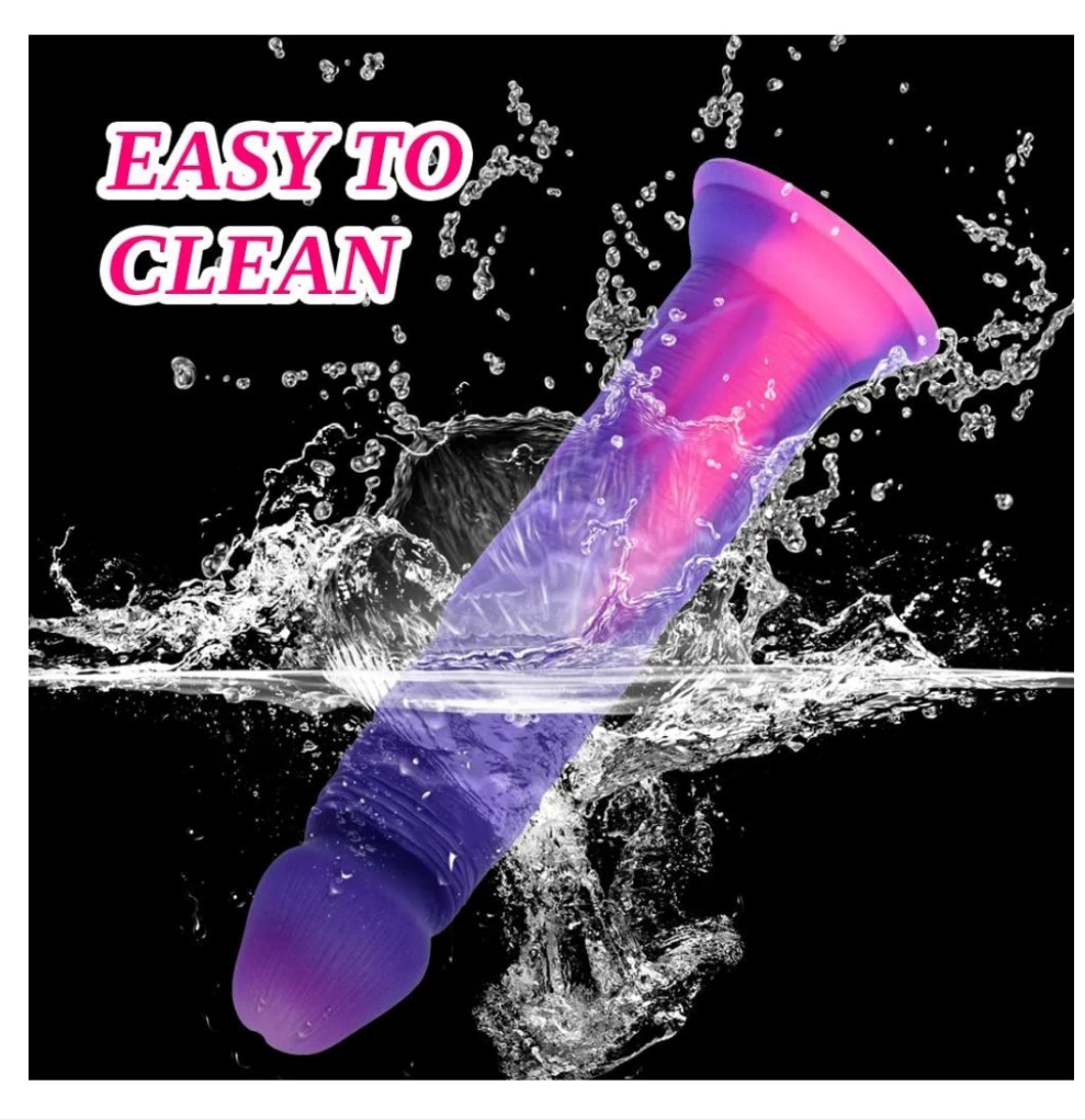 Silicone Realistic Soft Beginner Slim Dildo for Women Men Lesbians, Funny Small Cute Purple Pink Anal Dildo Strong Suction Cup, Lifelike Realistic G Spot Silicone Penis Adult Sex Toy for Gay