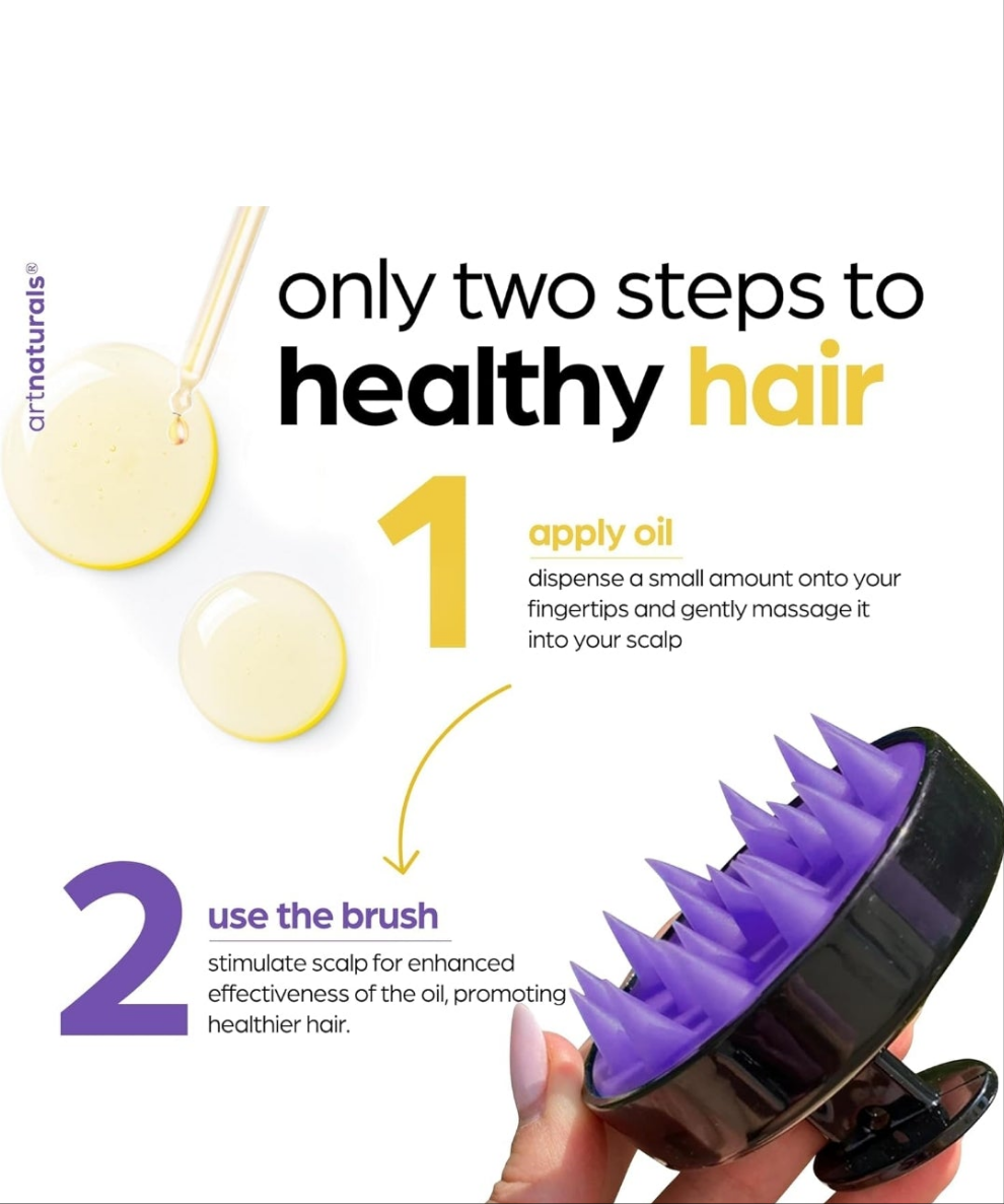 Organic Rosemary & Castor Hair Growth Oil + Scalp Massager Set – Hair Styling Oils for Dry, Itchy Scalp, Thickening & Hydration - Scalp Oil Products For Damaged Hair & Split Ends – 4.0 oz