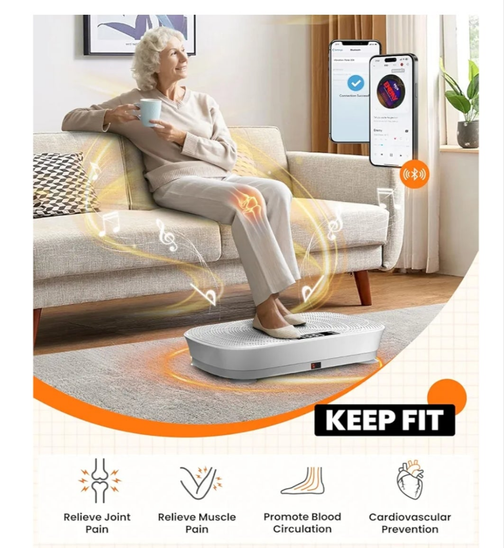 Vibration Plate Exercise Machine - Bluetooth Music & 400LBS Capacity Vibration Plate for Lymphatic Drainage & Weight Loss with 99 Speed Levels, Whole Body Waver Vibration Plate for Home Fitness