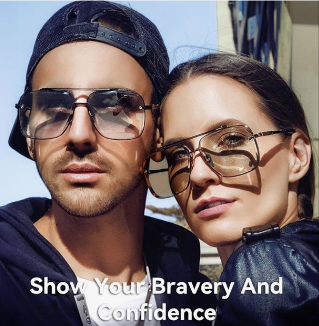 Square Aviator Sunglasses for Men and Women Fashion Metal Vintage Gradient Shades Sunglasses UV400 Protection