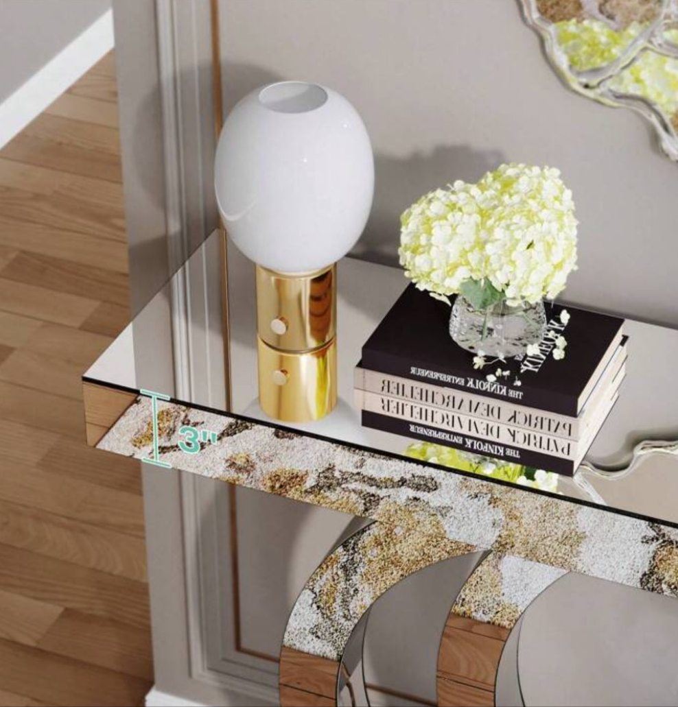 Mirrored Console Table, 43.3-Inch Modern Entryway Table Glass Sofa Table With Mirror Finish For Living Room, Entrance, Hallway, Foyer. Material mdf
