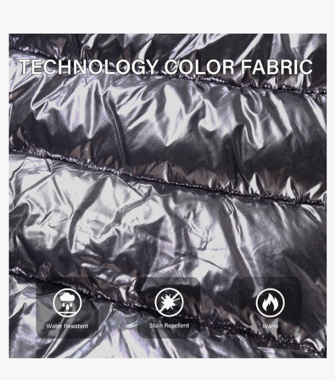 Lightweight Puffer Jacket, Winter Coats for Women Warm Quilted Bubble Padded Hood Coat with Faux Fur Collar