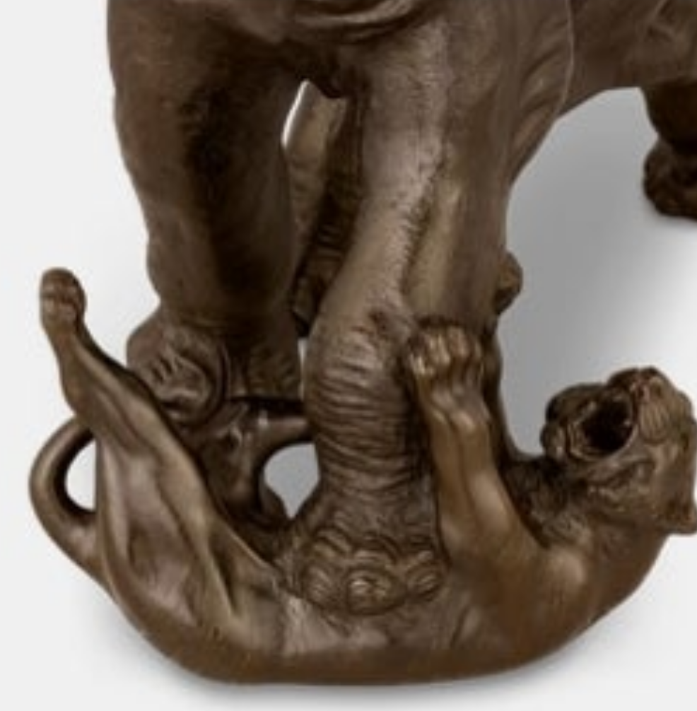 Bronze Japanese Bronze Elephant and Tigers by Genryusai Seiya So Beautiful