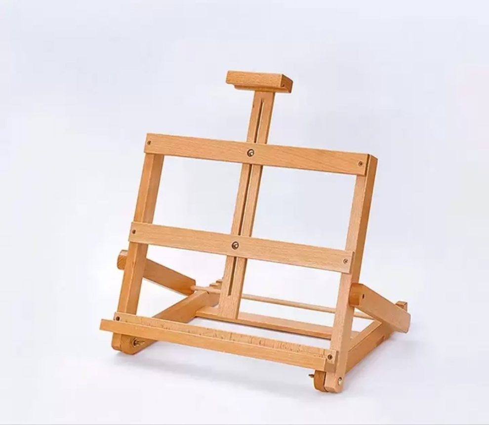H-Frame Tabletop Wooden Easel, Hold Canvas Up To 23", Adjustable Beech Wood Artist Desktop Easel For Painting Canvas, Adults, wood