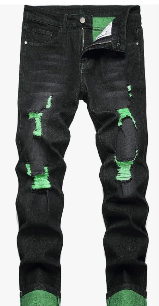 Men's Slim Fit Stretch Jeans Ripped Skinny Jeans for Men, Fashion Distressed Straight Comfort Flex Waist Pants