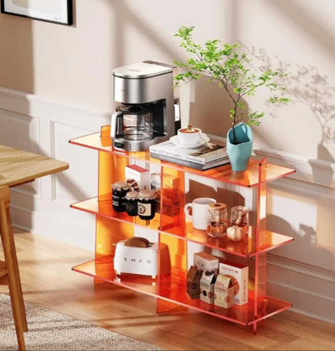 Acrylic Bookshelf, Small 3 Tier Open Bookcase for Small Spaces,Sofa Table, Hallway Entry Table for Home Living Room ( 39.4'' x 11.8'' x 31.5'')