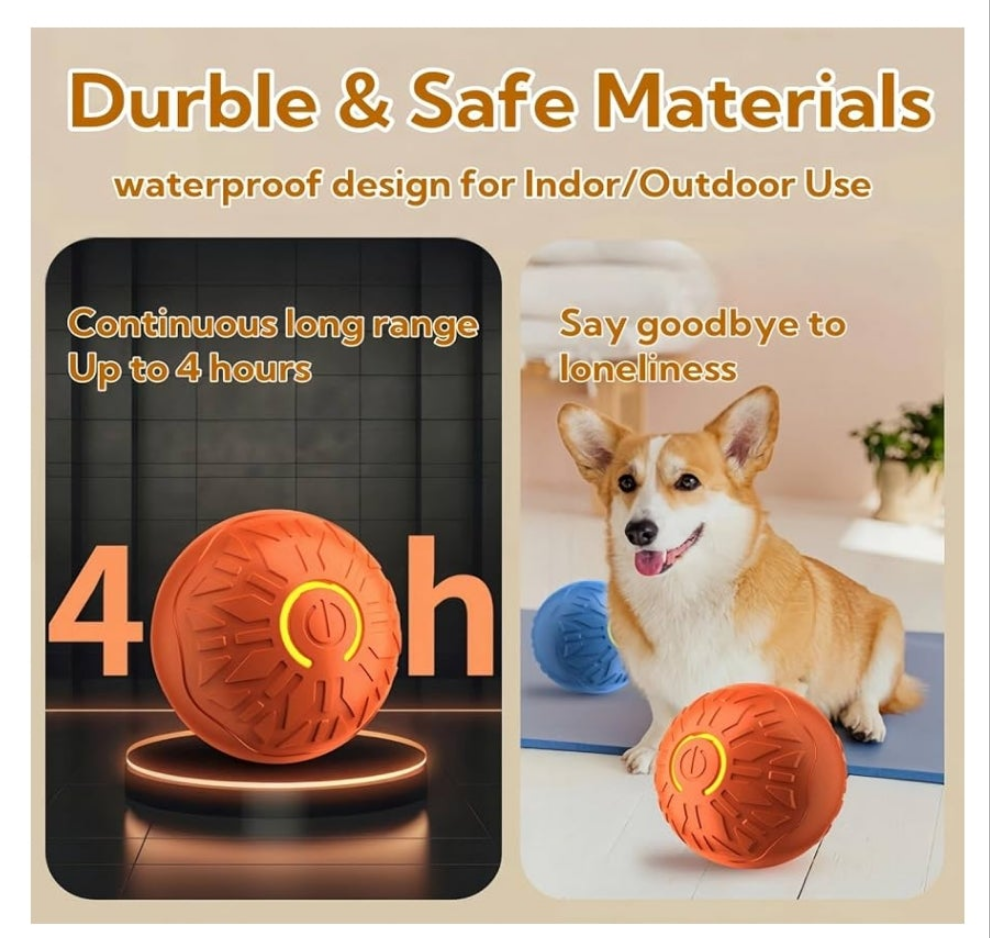 Active Rolling Ball Dogs and Cats, Squeaky, USB Rechargeable