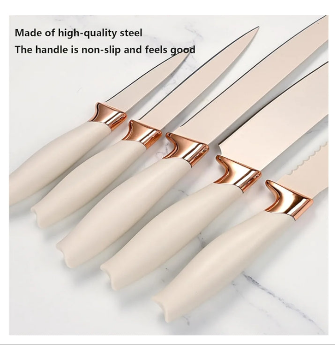 Nice 19 Piece Kitchenware Utensils and Knife Set Includes: 9 Piece Silicone Cooking Utensils- 5 Piece Sharp Stainless Steel Chef Knives- Scissors- Whisk Tongs and Cutting Board,