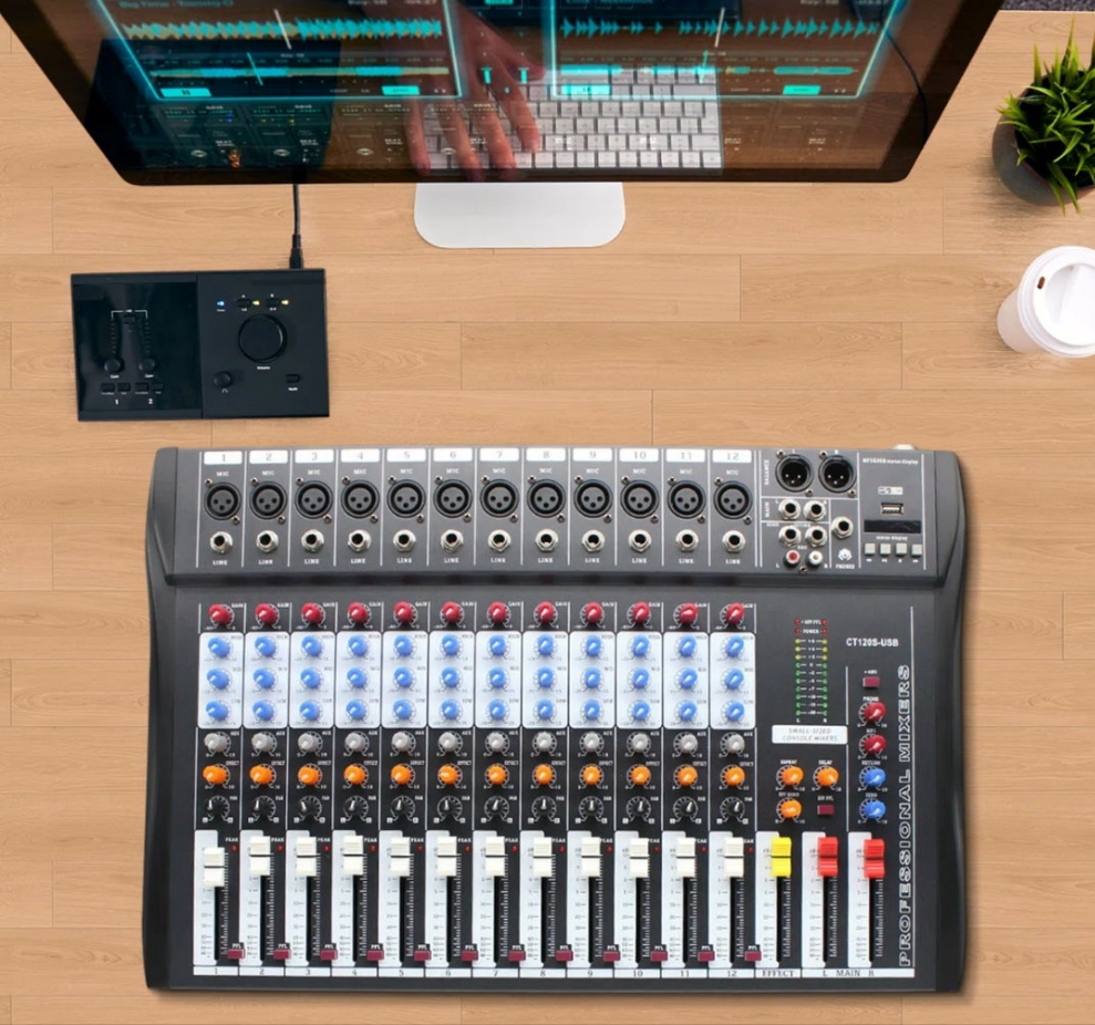 12 Channel Mixing Console Audio Mixer DJ Controller Professional