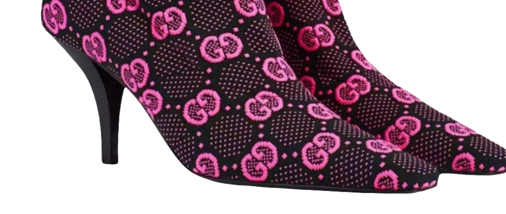 Gucci GG 75mm Knit Ankle Boots
Black Fluorescent Pink Fabric