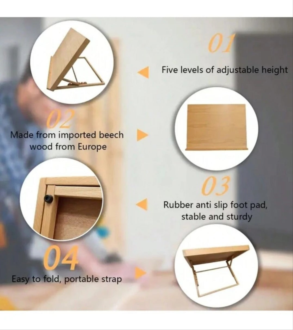 1pc Wooden Artist Easel With Tilted Drawing Board, Foldable Desktop Painting Easel For Sketch, Watercolor, Oil Painting, Multifunctional Display Stand With Wood Fiber Board For Art And Writing pine wood