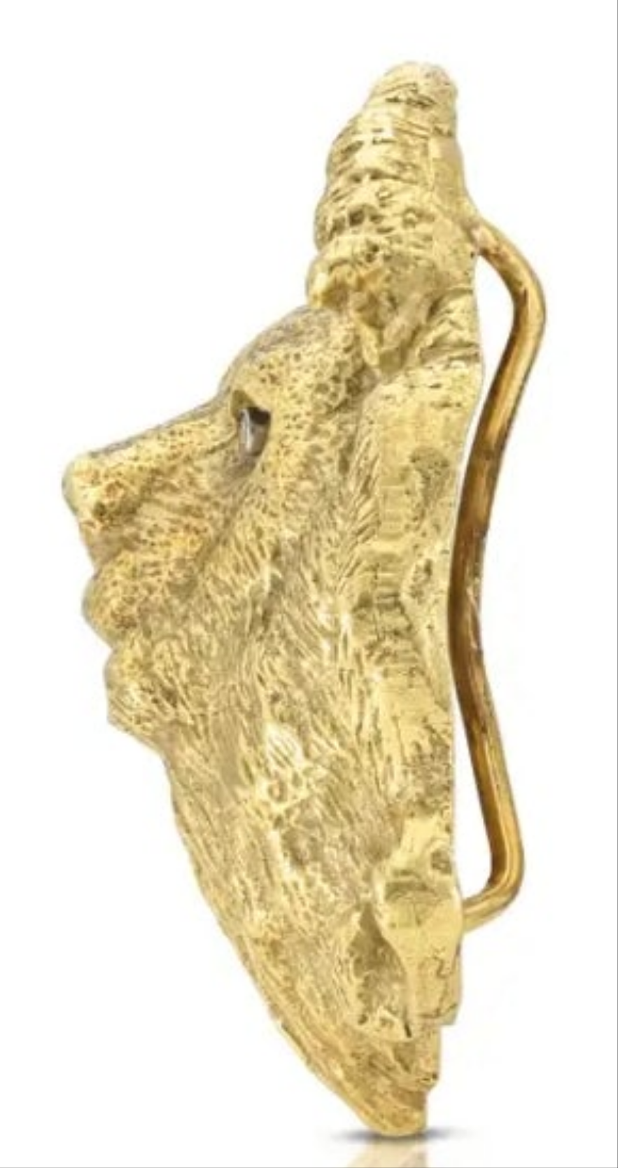 18k Gold Diamond Vintage 1970s Gold Lion Belt Buckle with Diamonds