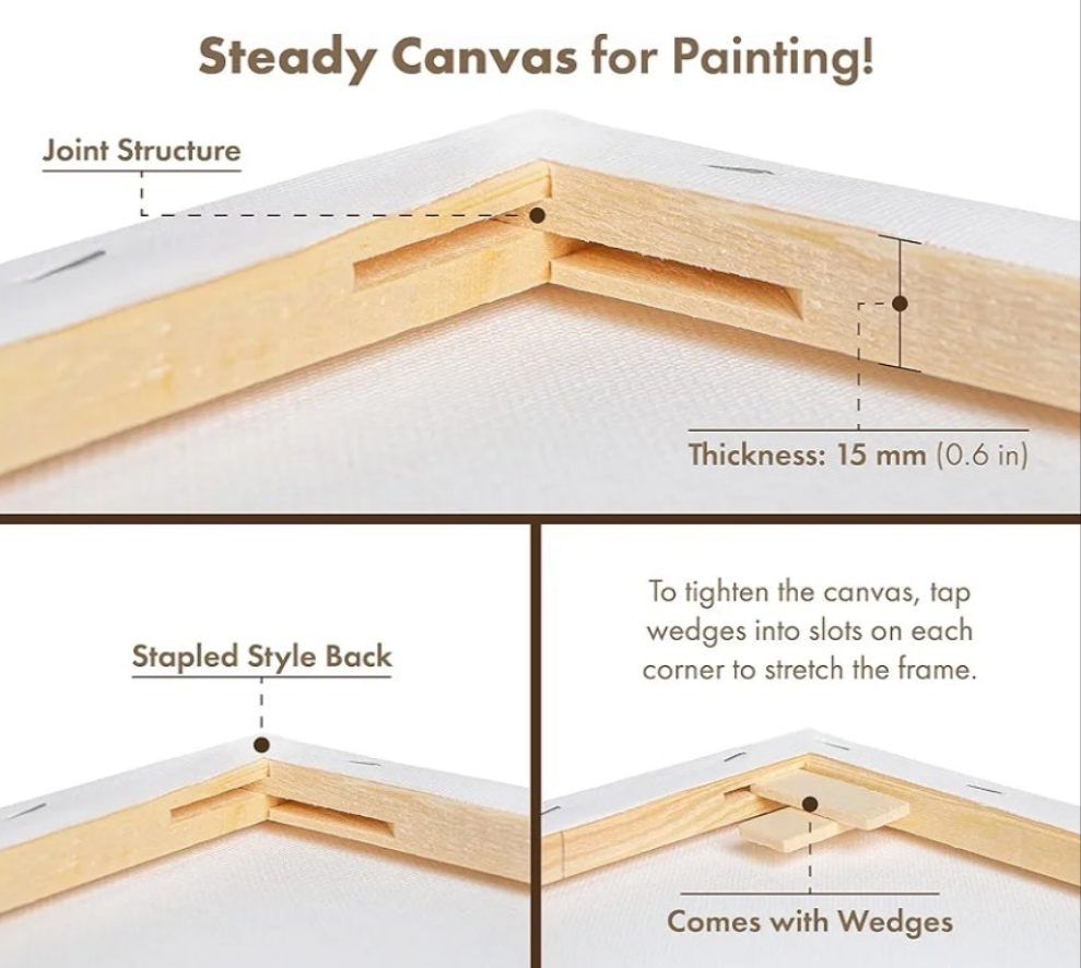 4 Stretched Canvases 24x32, 4-Pack Canvases for Painting, Painting Canvas Bulk, Stretched Canvas for Adults Blank Canvas for Painting, Painting Canvases Paint Canvases for Painting Art Canvas